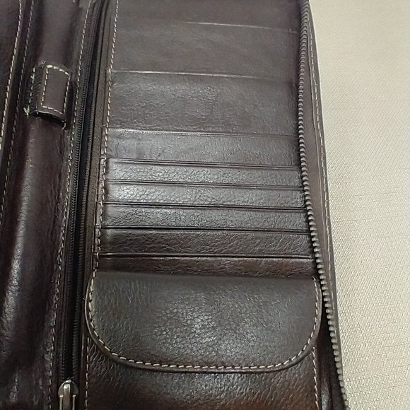 EDDIE BAUER BROWN LEATHER TRAVEL DOCUMENT CASE - Picture 4 of 7